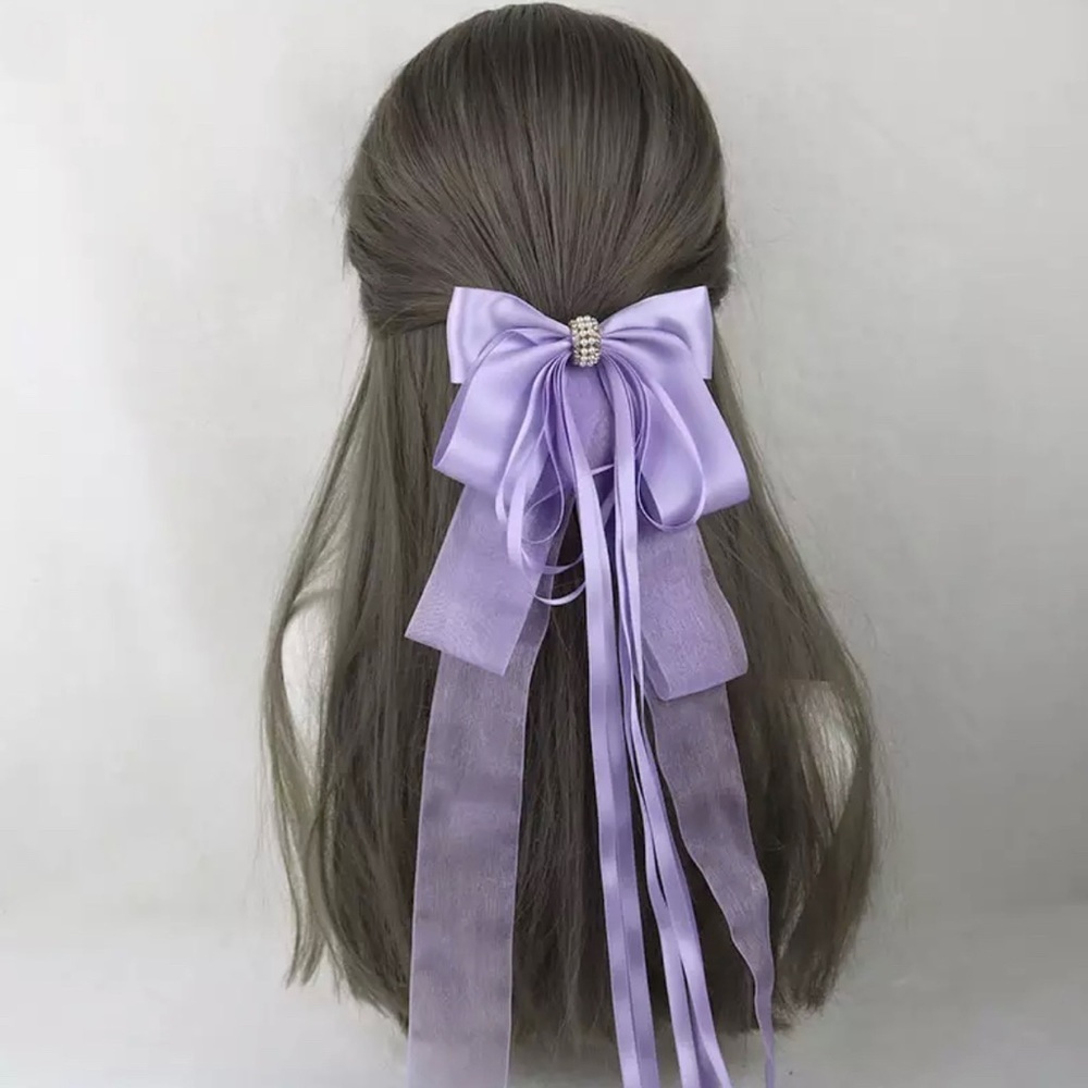 Long Oversized Satin Bow French Barrette Hair Clip